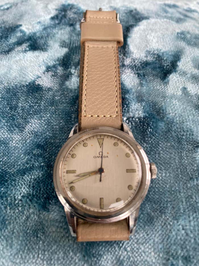 OMEGA Automático automático Cal.501 Blanco hueso, Reloj de pulsera de cuero, circa 1960