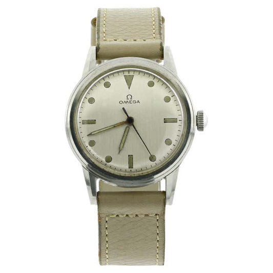 OMEGA Automático automático Cal.501 Blanco hueso, Reloj de pulsera de cuero, circa 1960